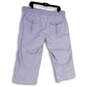 Womens Blue Flat Front Elastic Waist Stretch Pocktes Capri Pants Size XL image number 2