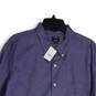 NWT Mens Blue Collared Long Sleeve Chest Pocket Button-Up Shirt Size XXL image number 3
