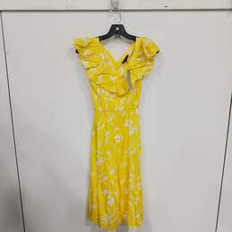 NWT Womens Yellow Ruffle Hem V Neck Sleeveless Floral Midi Dress Size XXSP alternative image