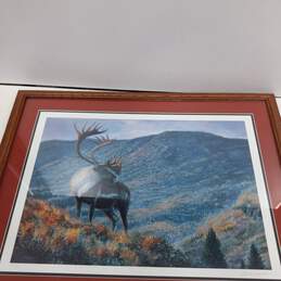 Elk In Mountainous Landscape Artwork Print Framed alternative image