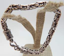 Artisan 925 Chunky Byzantine Chain Bracelet & Scrolled Blue Topaz Ring 40.4g alternative image