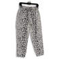 Womens White Black Snake Print Elastic Waist Pull-On Ankle Pants Size 6 image number 1