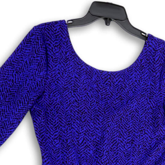 NWT Womens Blue Black Animal Print V-Neck Pullover Fit & Flare Dress Size L image number 3