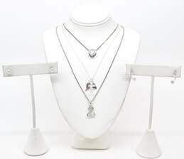Romantic 925 Cubic Zirconia Heart Cross Angel Wing Pendant Necklaces & Earrings