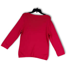 Womens Pink Round Neck Long Sleeve Regular Fit Pullover T-Shirt Size Large alternative image