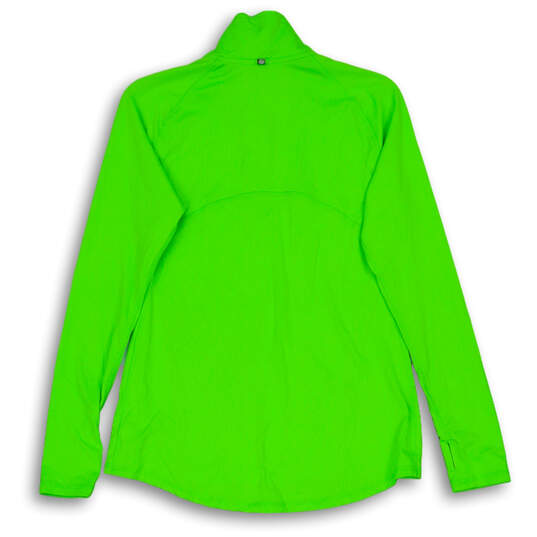 Womens Neon Green Long Sleeve 1/4 Zip Mock Neck Pullover Sweater Size S image number 2