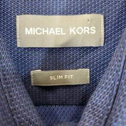 Michael Kors Men Blue Slim Fit Button Up Sz L alternative image