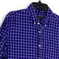 Mens Blue White Check Long Sleeve Collared Button-Up Shirt Size Medium image number 3