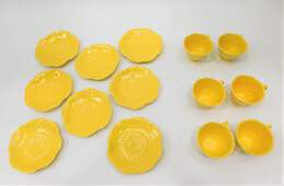 Metlox Poppytrail Lotus Yellow Set Of 6 Teacups & Saucers