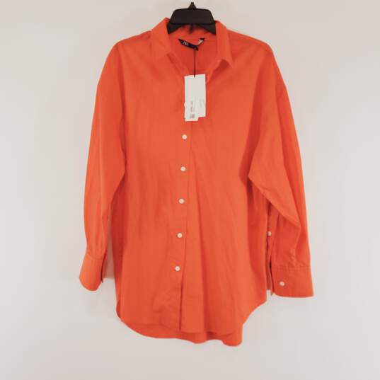 Zara Men Orange Dress Shirt M NWT image number 1