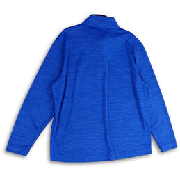 Mens Blue Space Dye Long Sleeve Quarter Zip Athletic T-Shirt Size XL alternative image