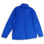 Mens Blue Space Dye Long Sleeve Quarter Zip Athletic T-Shirt Size XL image number 2