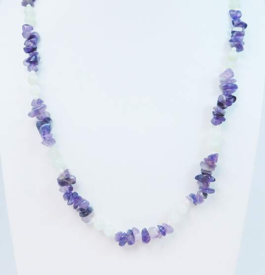 Vintage Dauplaise Amethyst & Glass Beads Faux Pearl Seed Statement Necklace 75.1g image number 1