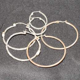 Bundle Of 3 Sterling Silver Hoop Earrings - 16.1g