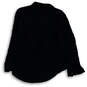 Womens Black Long Sleeve Spread Collar 1/4 Button Blouse Top Size Medium image number 4