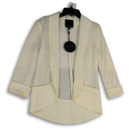 NWT Womens White 3/4 Sleeve Shawl Collar Open Front Blazer Size Small