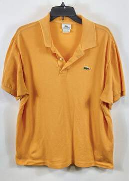 Lacoste Mens Orange Cotton Collared Short Sleeve Casual Polo Shirt Size 7