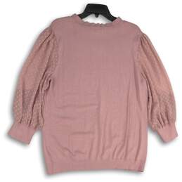 Adrianna Papell Womens Pink Scallop Edge Neck Pullover Sweater Size XL alternative image