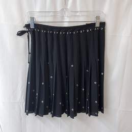Escada Black Pleated Skirt w Silver Bead Embellishments Size 36 alternative image