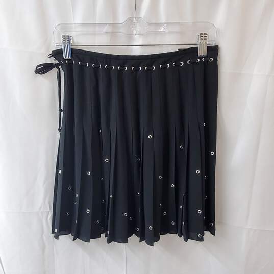 Escada Black Pleated Skirt w Silver Bead Embellishments Size 36 image number 2