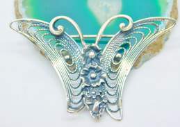Vintage Beau Sterling 925 Filigree Butterfly Brooch 5.6g alternative image