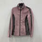 Womens Pink Gray Long Sleeve Mock Neck Full Zip Jacket Size 10 image number 1
