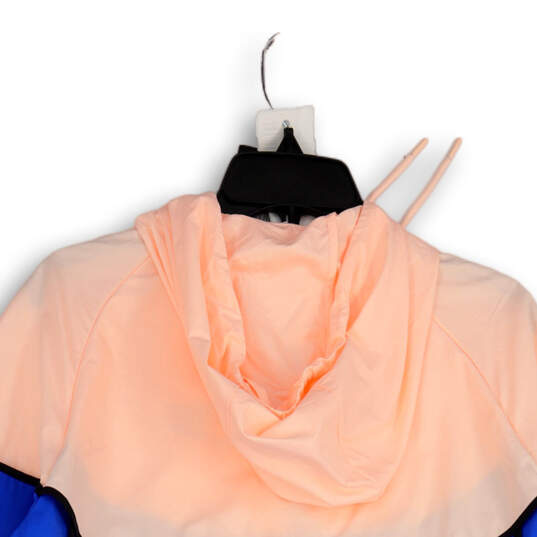 NWT Womens Pink Blue Hooded Full-Zip Windbreaker Jacket Size Medium image number 4