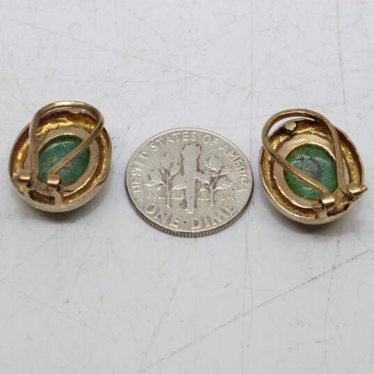 10K Yellow Gold Green Accent Clip-On Earrings - 5.0g image number 4