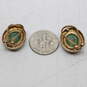 10K Yellow Gold Green Accent Clip-On Earrings - 5.0g image number 4
