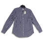 NWT Womens Blue White Gingham Collared Long Sleeve Button-Up Shirt Size 10 image number 1