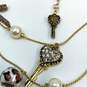 Designer Betsey Johnson Gold Tone Bead & Key Illusion Layered Necklace image number 4