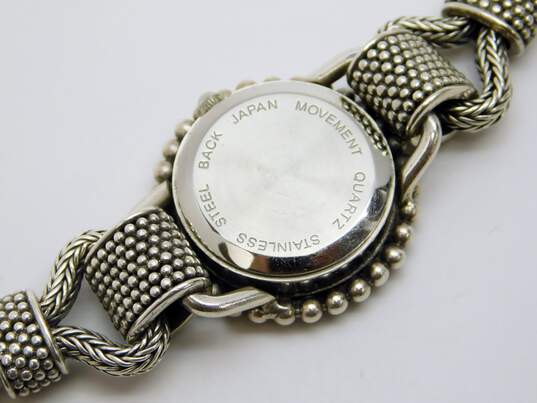 BA Suarti 925 Intricate Granulated & Double Foxtail Chain Toggle Bracelet Quartz Watch 46.8g image number 4