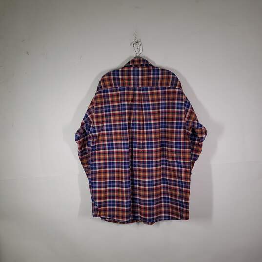 Mens Plaid Long Sleeve Collared Chest Pockets Button-Up Shirt Size XXL image number 2