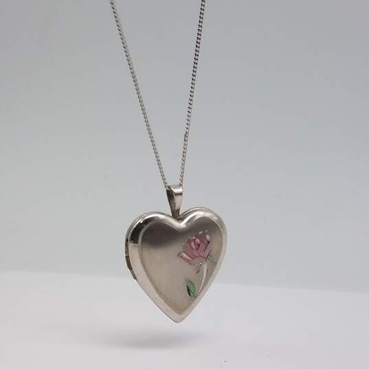Sterling Silver Multi Gemstone 17, 20 & 19 Inch Heart Necklace 3pcs Bundle 11.6g image number 5