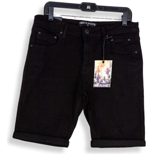 NWT Mens Black Denim Slim Fit Stretch Dark Wash Bermuda Shorts Size 33 image number 1