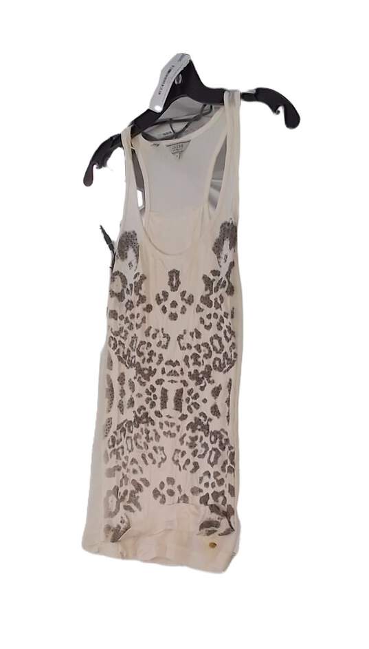 Womens White Animal Print Sleeveless Scoop Neck Tank Top Size Small image number 2