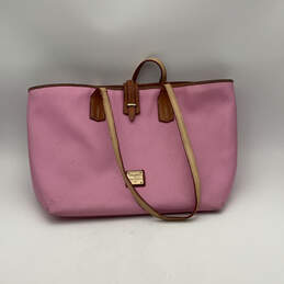 Womens Pink Brown Leather Inner Pocket Bottom Studded Zipper Tote Bag