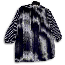 Womens Blue White Striped V-Neck Long Sleeve Pullover Blouse Top Size Small alternative image