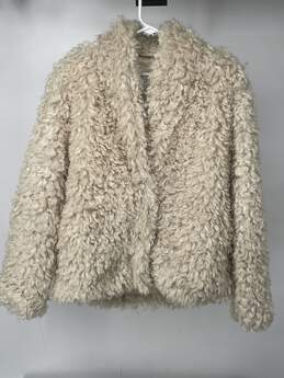 Abercrombie And Fitch Womens Beige Teddy Faux Fur Jacket Size S T-0553750-D
