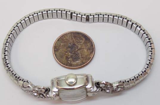 Ladies Vintage 14K White Gold Case Diamond Accent 17 Jewels Wrist Watch 14.6g image number 2