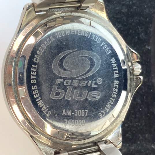 Designer Fossil Blue AM-3047 Chain Strap Round Analog Dial Quartz Wristwatch image number 4