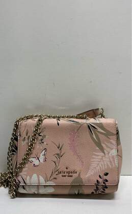 Kate Spade Leather Briar Lane Botanical Emelyn Chain Shoulder Bag Pink