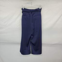 LOFT Navy Blue Belted Wide Leg Satin Pant WM Size 8P NWT alternative image