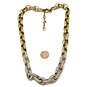 Designer J.Crew Gold-Tone Rhinestone Fashionable Large Link Chain Necklace image number 2