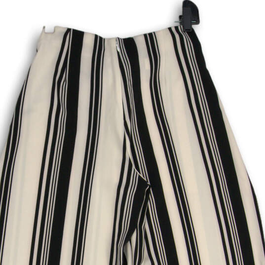NWT Womens Black White Striped Tie Waist Wide Leg Paperbag Pants Size 10 image number 3