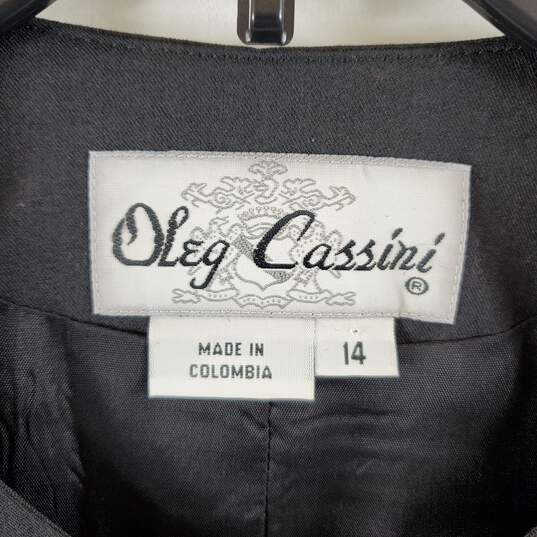 Oleg Cassini Women Black Solid Jacket Sz 14 image number 3