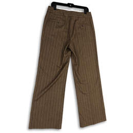 NWT Women Brown Pin Striped Flat Front Pockets Wide Leg Dress Pants Size 10 alternative image
