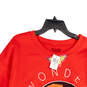NWT Womens Red Wonder Woman Crew Neck Long Sleeve Pullover Sweatshirt Sz L image number 3