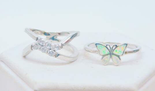 Variety 925 Sterling Silver Elephant Butterfly Peridot Opal & CZ Rings 30.0g image number 3