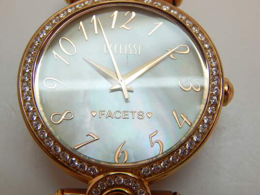 Ecclissi Facets 75620 Rose Gold Tone & Cubic Zirconia Mother Of Pearl Dial Watch 79.1g image number 1